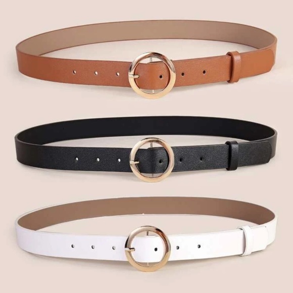 Accessories - 3 pack : vegan leather belts gold circle black brown white boho minimalist